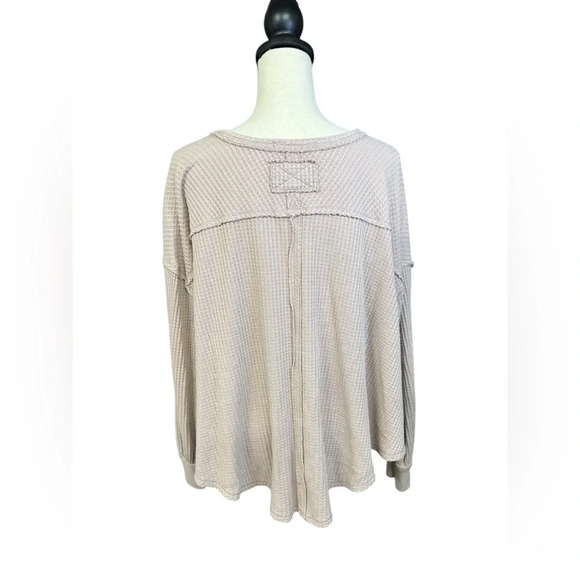 Free People Coraline Waffle Knit V-Neck Long Sleeve Thermal Size Small - Picture 7 of 7